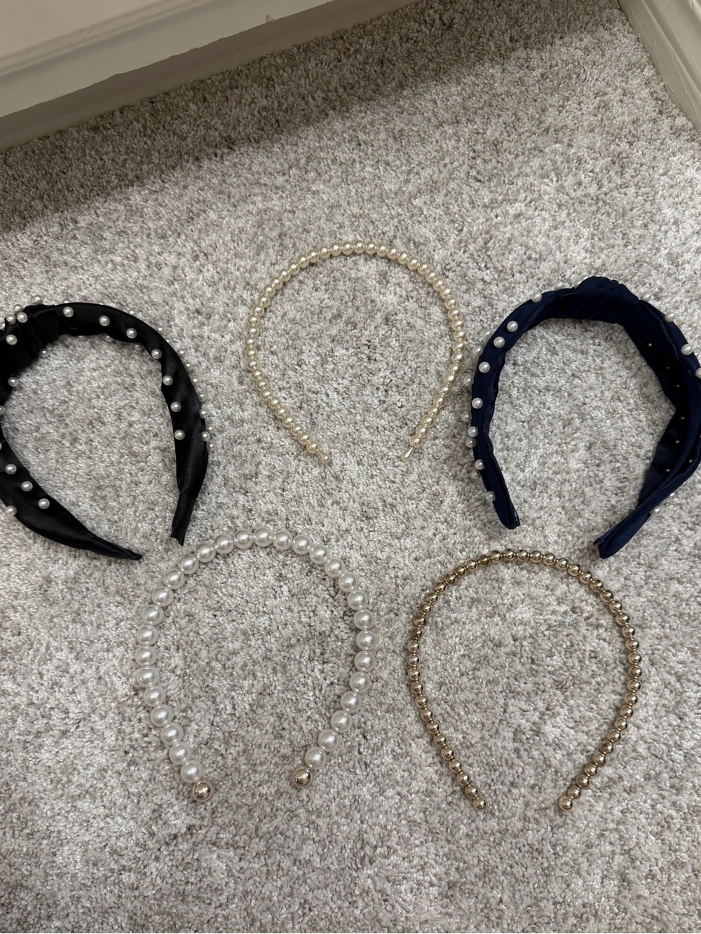 Pearl & Beaded Headband Collection - Black, Navy, Ivory, Gold